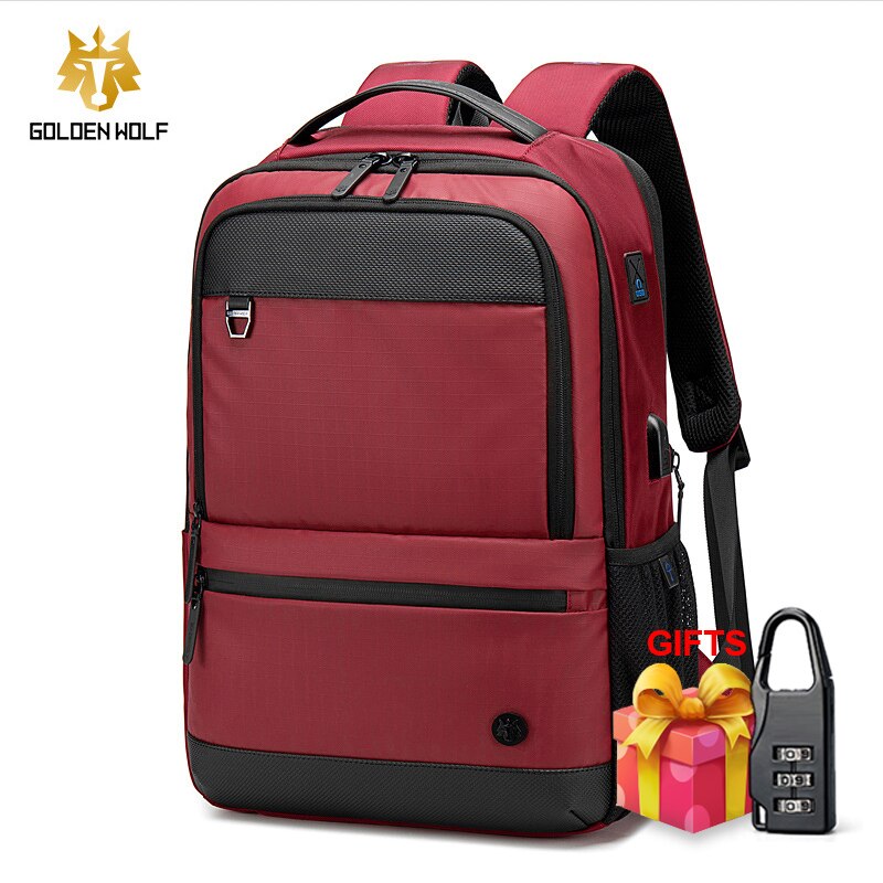 Anti diebstahl Vergrößern Rucksack USB Externe Lade 15,6 Zoll Laptop Rucksack Männer Wasserdicht Schule Rucksack taschen für Teenager: Rot