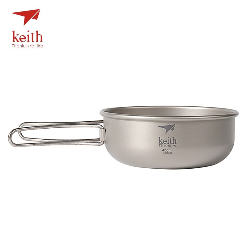 Keith Camping Titan Schalen 300 ml-600 ml Mit Titan Klapp Griffe Klapp Schüsseln Kochgeschirr Geschirr Besteck Ti5323-Ti5326: 400ml