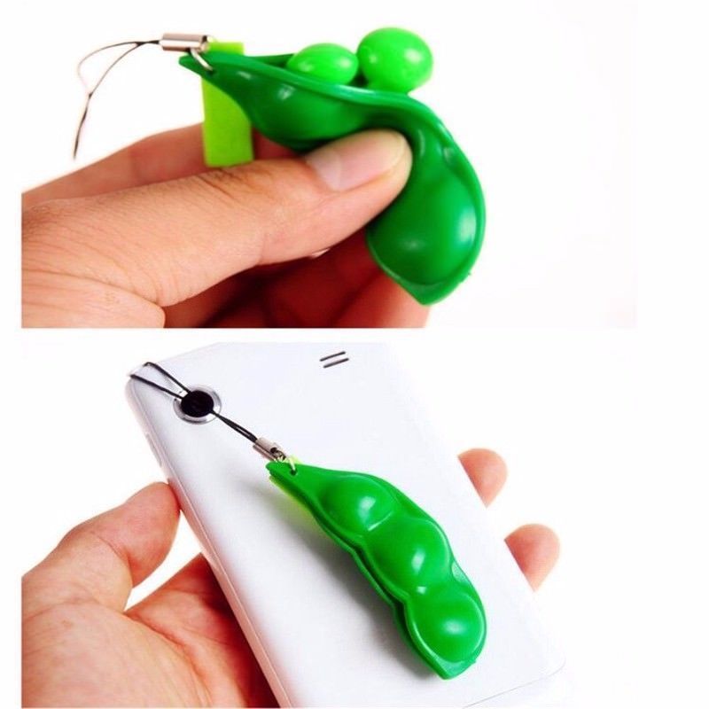 Neue Kreative Extrusion Pea Bean Sojabohne Edamame Stress Entlasten Spielzeug Keychain Nette Spaß Schlüssel Kette Ring Paty Tasche Charme schmuckstück