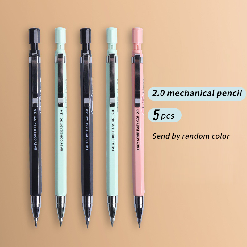M&amp;G Mechanical Pencil 2.0mm lead with Eraser 2B Drawing Writing Activity Pencils led pencils for school With lead pencil knife: 5pcs pencils