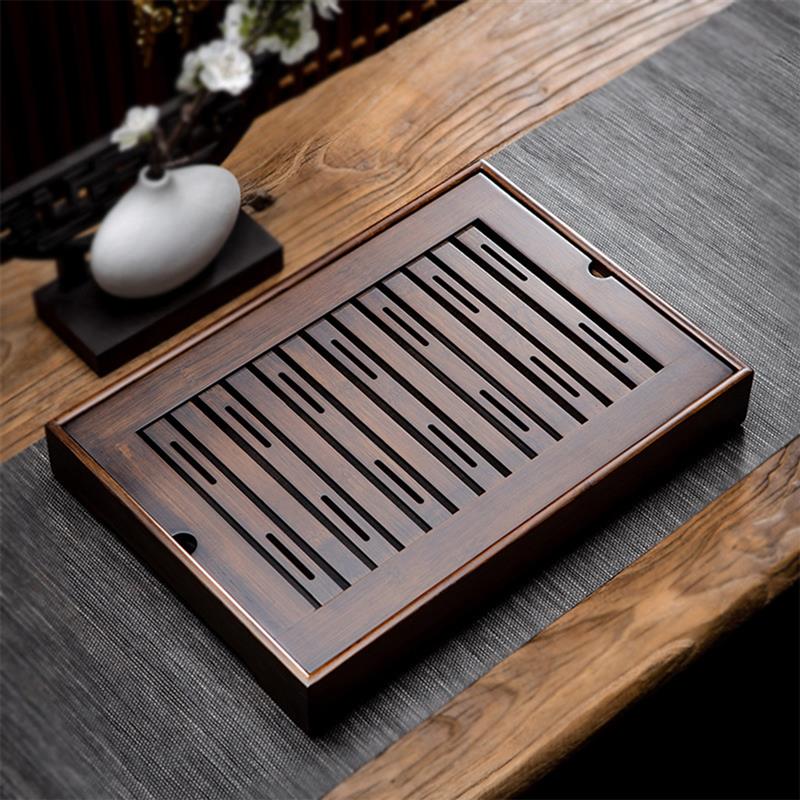 Walnoot Houten Thee Dienblad Chinese Thee Serveren Kung Fu Thee Trays Milieuvriendelijke Tafel Water Opslag Trays Met Water Opslag Theewaar: 03