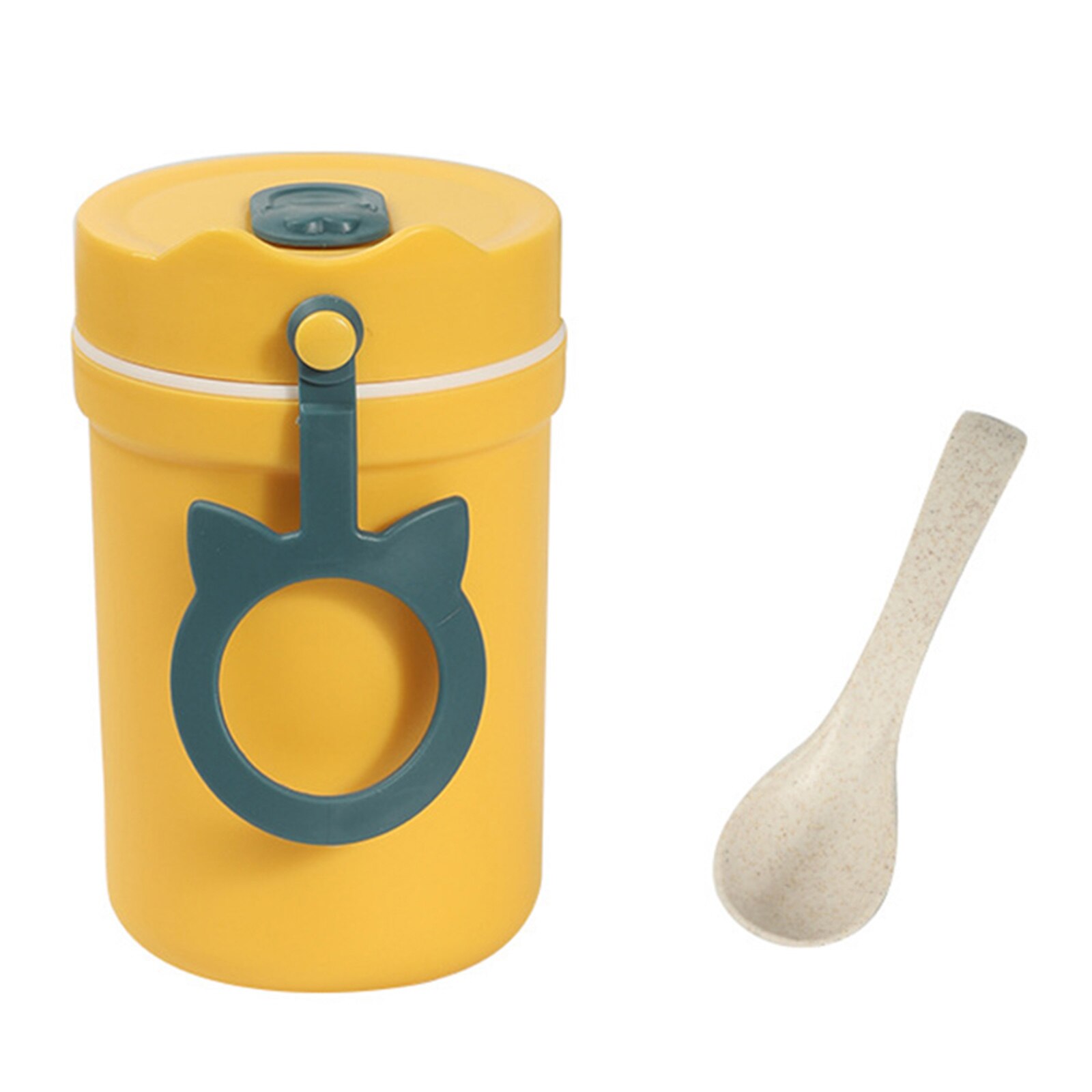 Double Layer Oatmeal Cup With Lid and Spoon Portable Plastic Soup Cup ALI88: C