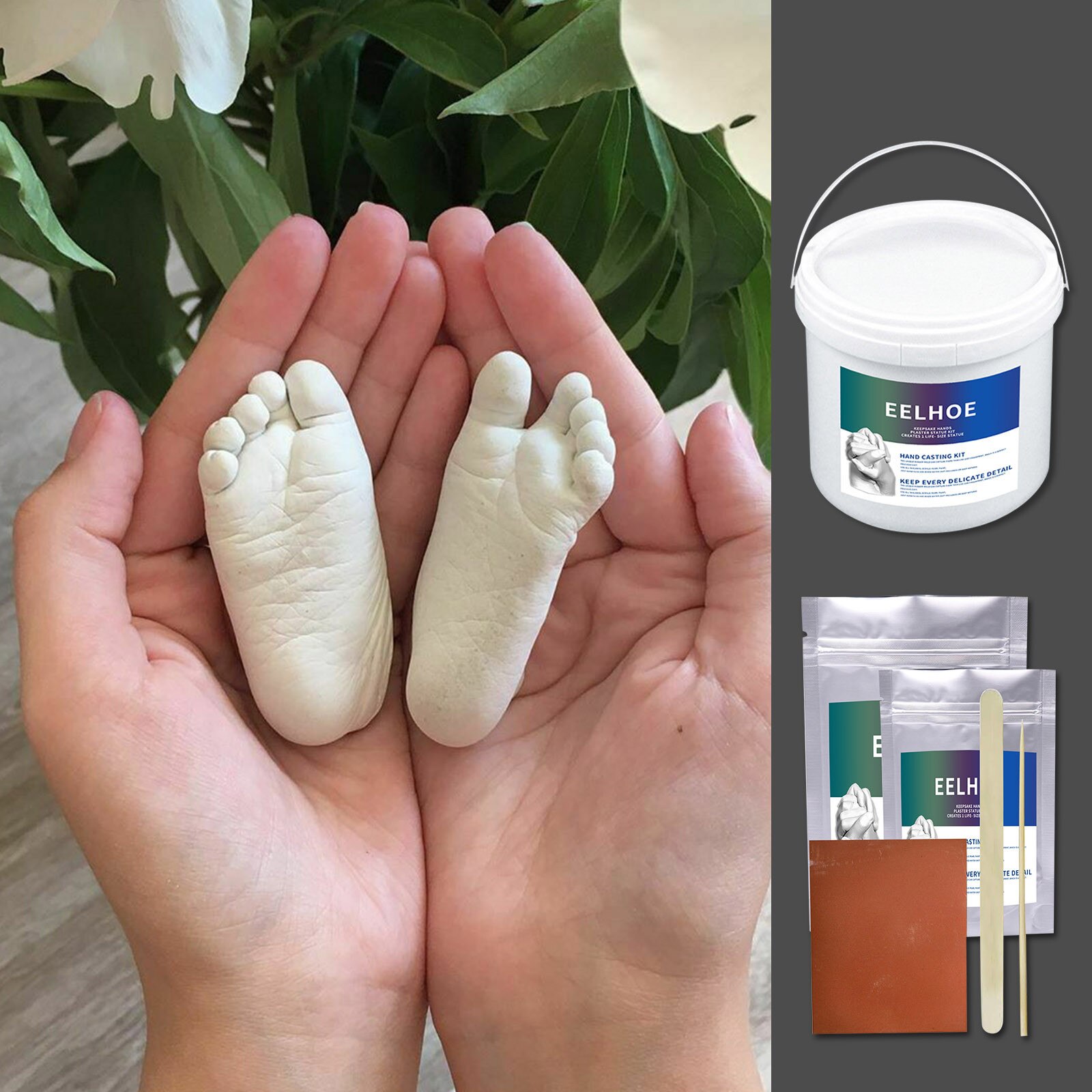 3d bébé coulée main pied souvenir mains moulage Kit grand bricolage plâtre Statue moulage Kit main tenant empreinte de main