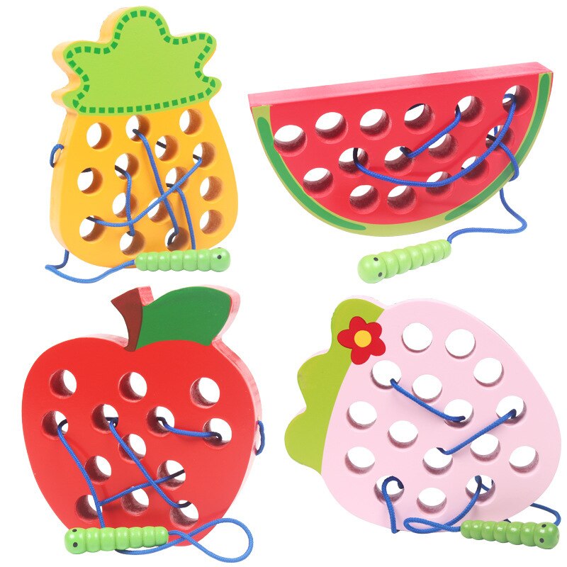 Giocattoli Montessori giocattoli magnetici in legno di Apple Cognize giocattoli educativi per bambini giocattoli per bambini Worm Eat Apple Montessori Materiales