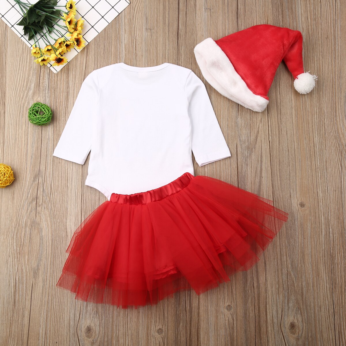 Las muchachas del bebé recién nacido 0-18M blusas de Navidad mameluco Tutu faldas sombrero trajes ropa 3 uds Navidad vestido de cómodo mono