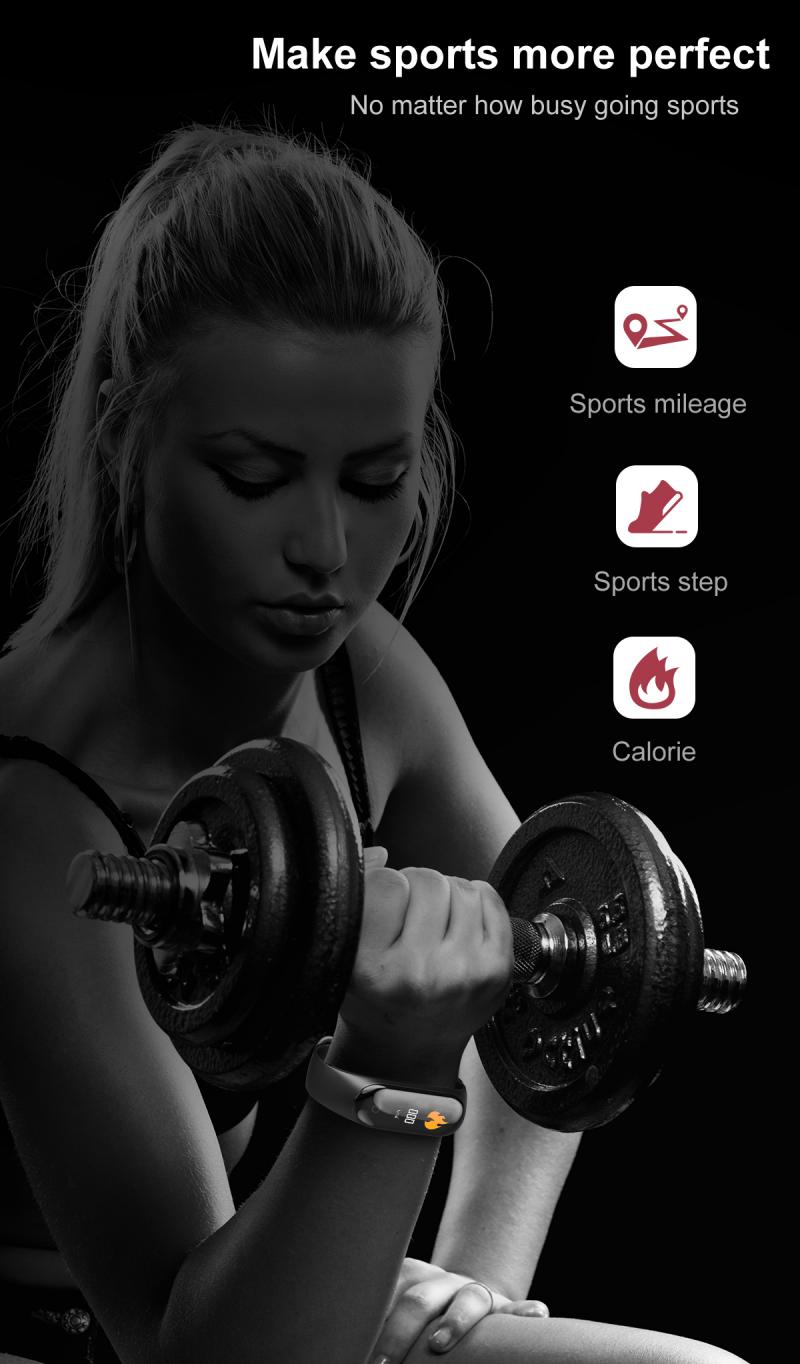 M4 Bracelet intelligent pression artérielle montre intelligente marche pas compteur bande intelligente Sport podomètre Fitness Tracker moniteur de fréquence cardiaque