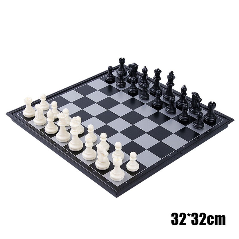 Portable Magnetic Folding Chess Board Chessboard Box Set Travel Kids Family Game AN88: white