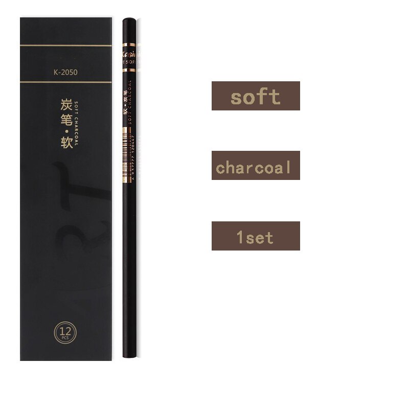 12 charcoal art soft drawing pencils sketch painting pencils learning stationery black matte art supplies: size3