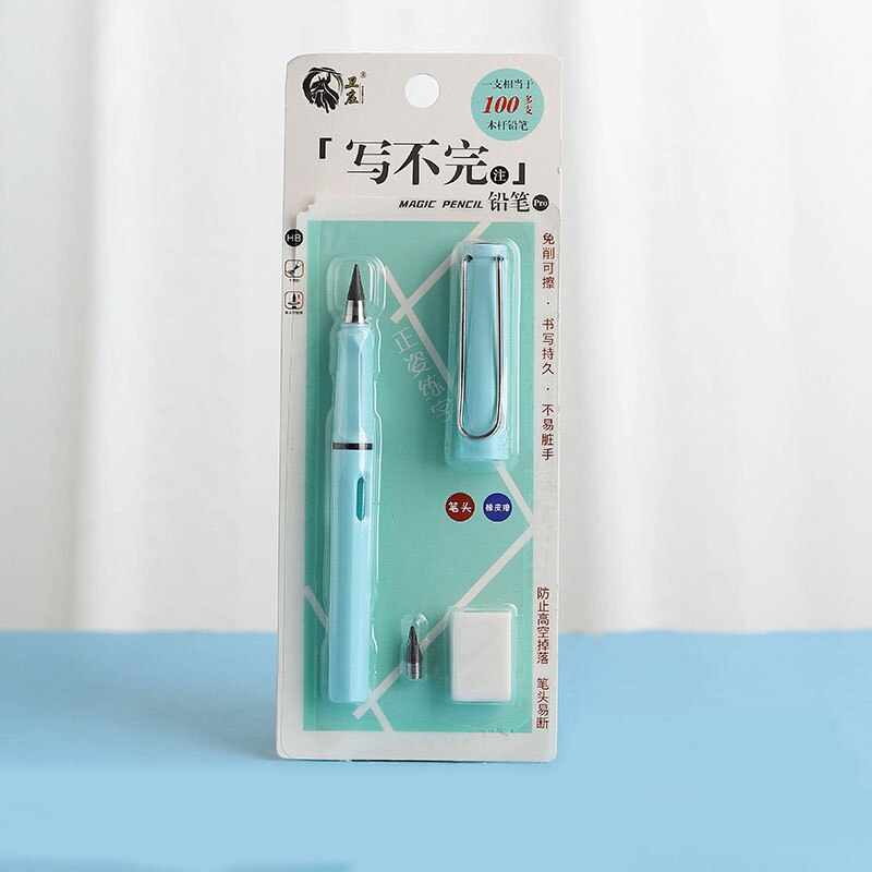Juego de lápices eternos para escritura ilimitada, pluma borrable sin tinta, nueva tecnología, lápices mágicos para bocetos de arte, herramienta de pintura, para niños: Light blue