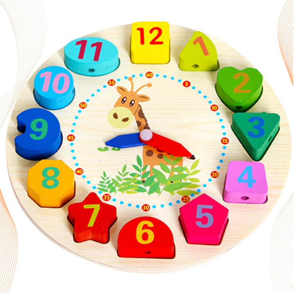 1pc koraliki zegar drewniany zegar zegar edukacyjny wczesna nauka dla chłopców dziewcząt małych dzieci