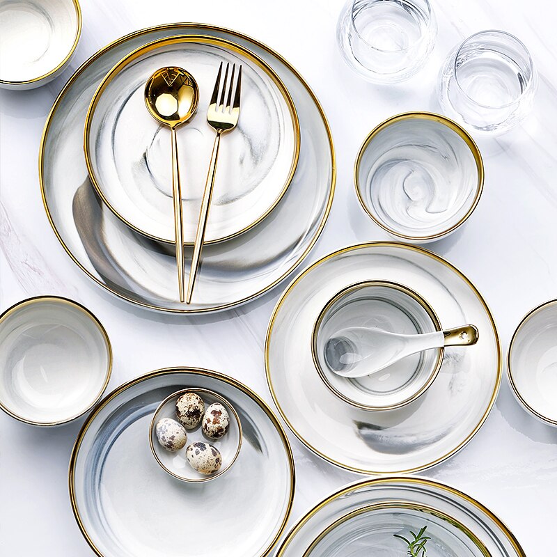 1psc Keramische Plaat Set Europese Stijl Schotel Diner Servies Set Saus Rijst Kommen Soep Noedels Steak Westerse Voedsel Servies