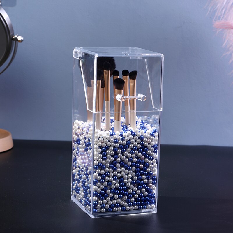 4 Roosters Cosmetische Make-Up Borstel Opbergdoos Make Nagellak Cosmetische Houder Make Up Gereedschap Acryl Tafel Organisator Rack: C wht bl pearl