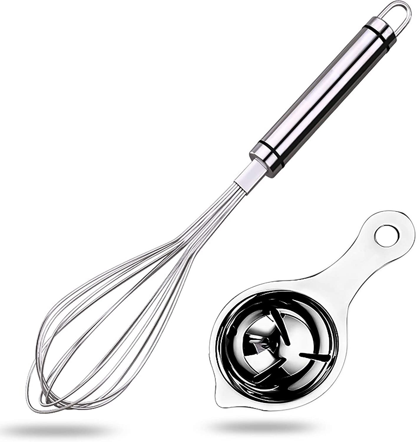 2Pack Gold Keuken Garde En Ei Separator Set, food Grade Rvs Eiklopper En Eigeel Goud Separator Voor Koken: Silver