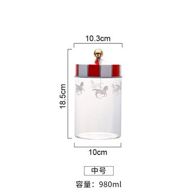 Nordisk italien vintage cirkus trup farve karrusel glas forseglet krukke opbevaring slik boks sukker opbevaring tank år jule flaske: Midt