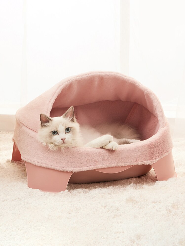 Bac à litière pour chats bleu Semi-fermé | Grande boîte à litière d'entraînement pour chats, Shorthair pelle à litière pour chats, Liteira Gato maison, bassin à litière MM60MSP