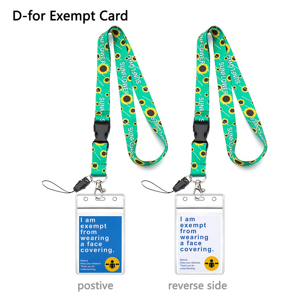 1 Set Lanyard + Mask Exemption Card Waterproof Durable Safe PVC Material ID Card or Keys Hodler Hidden Disability Lanyard: D-1