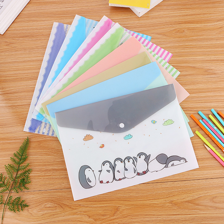 Cute Cartoon Cat Plastic Folders A4 Office File Organizer Document Hold Bags Folders Filing Paper Bag Office School Supplies