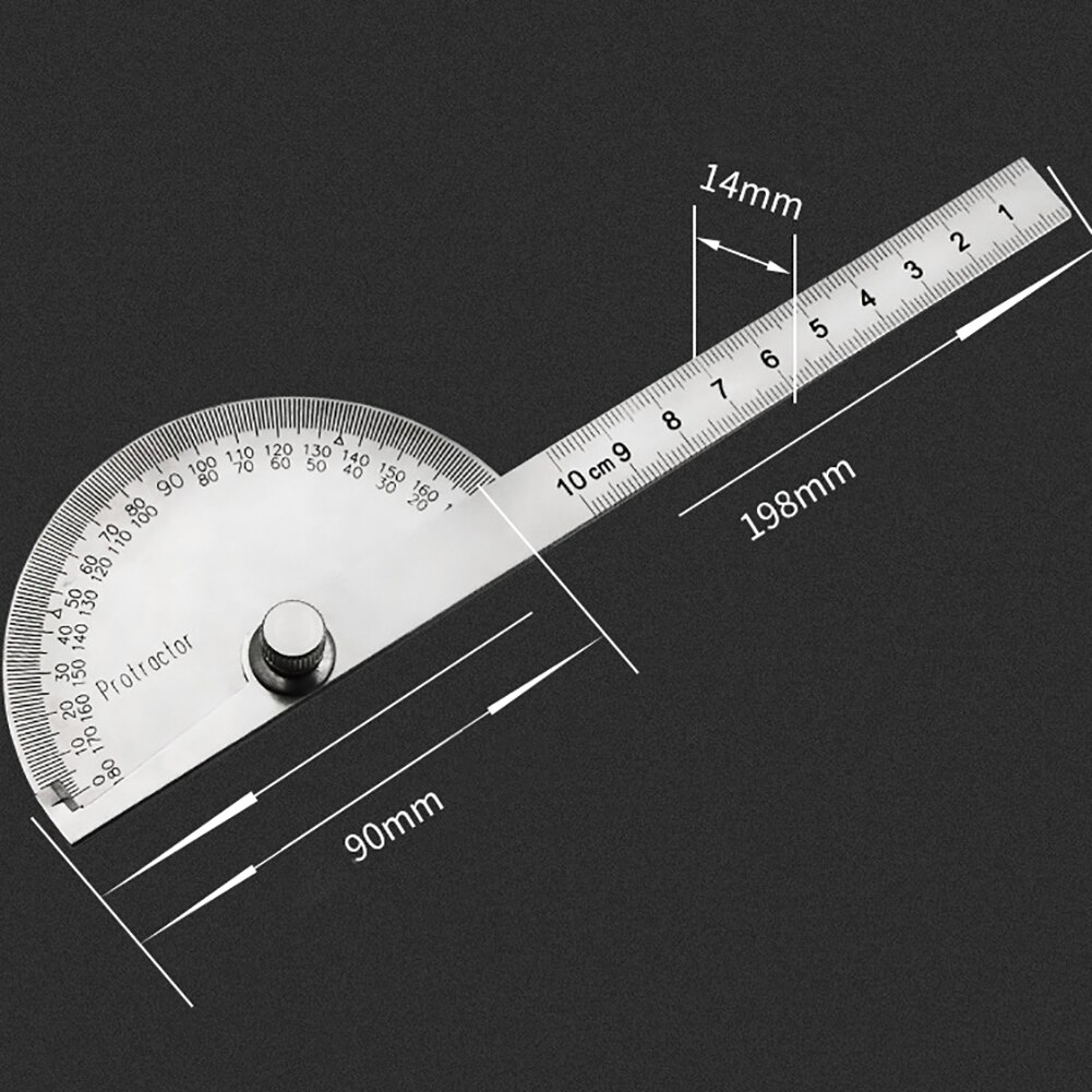 Protable Round Stainless Steel Protractor 180 Degree Angle Finder Arm Rotary Measuring Ruler Machinist Craftsman Gauge