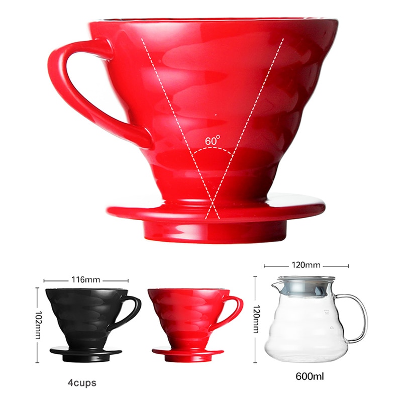 GUNOT Keramik Reusable Kaffee Tropf Filter Tasse Wärme Beständig V60 Stil Kaffee Tropf 2/4 Tassen Separaten Ständer Für kaffee Topf