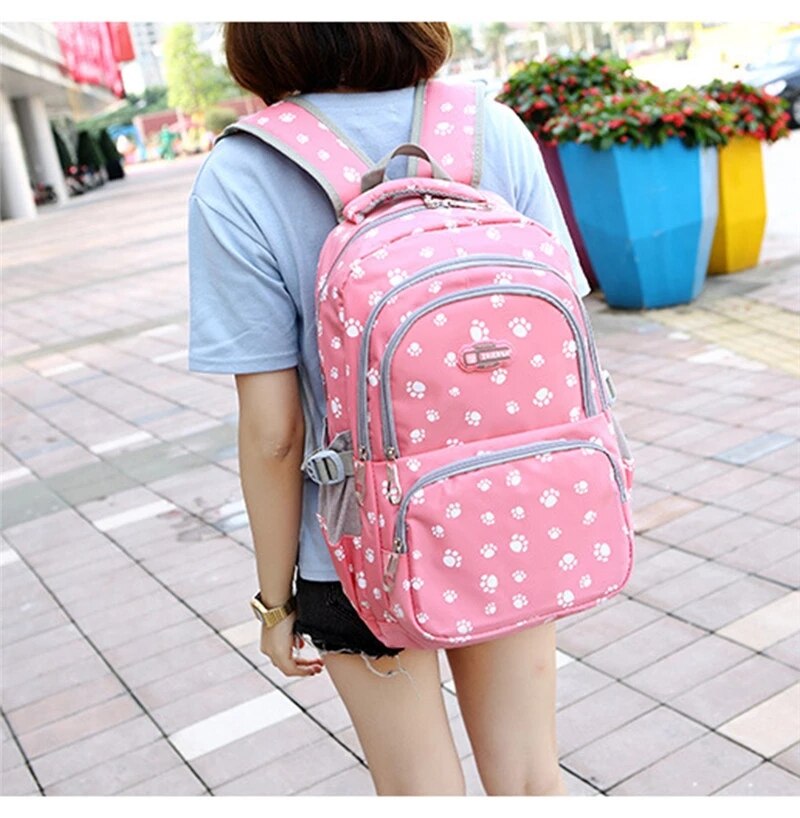 Zaini per bambini zaino Mochila escolar per ragazze zaino per scuola elementare impermeabile borsa per libri per bambini con stampa zampa di orso dei cartoni animati
