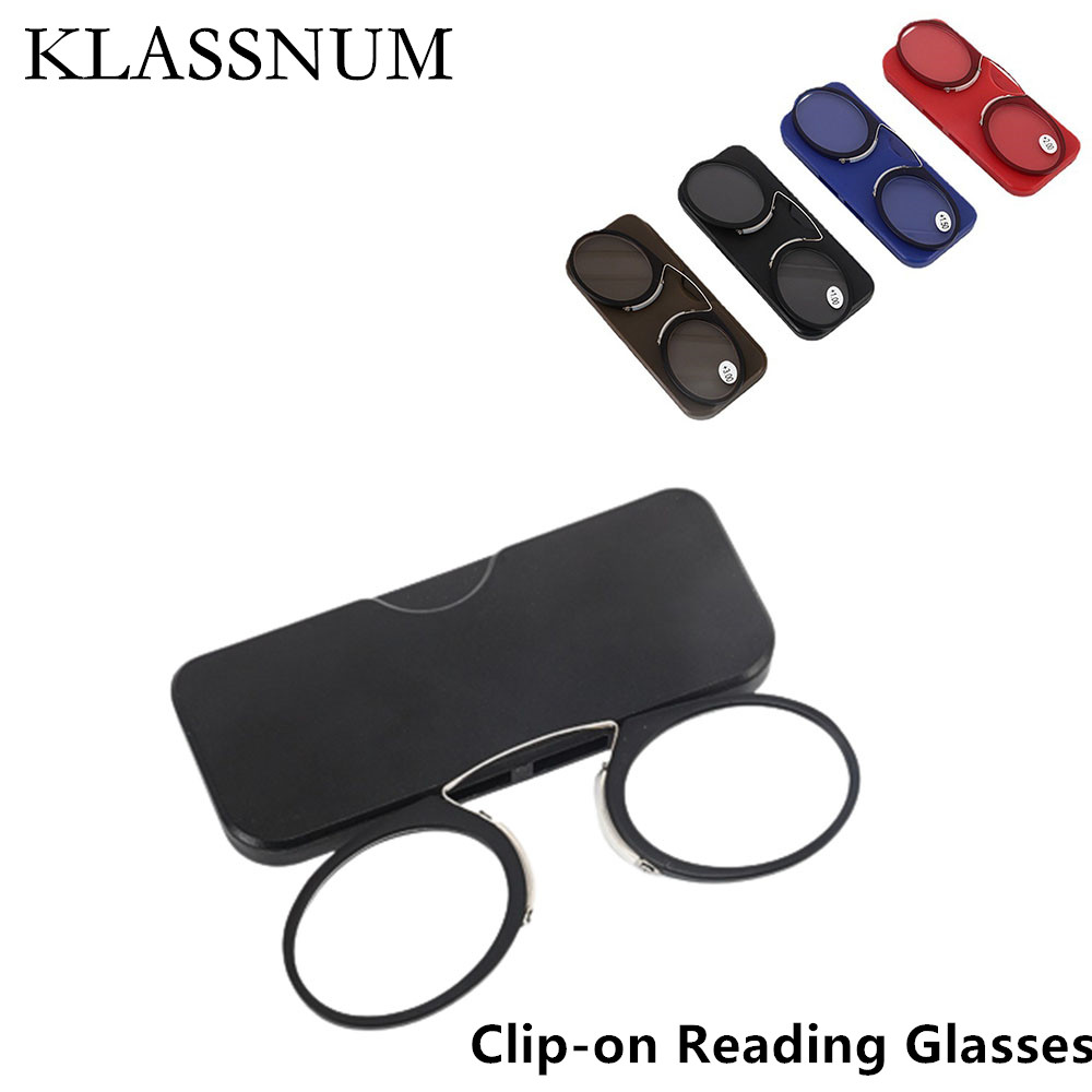 Clip-On Leesbrillen Brillen Voor Leesbril Mini-Bril Neusbrug Leesbril Draagbare Presbyopische Bril Met Etui 1.0