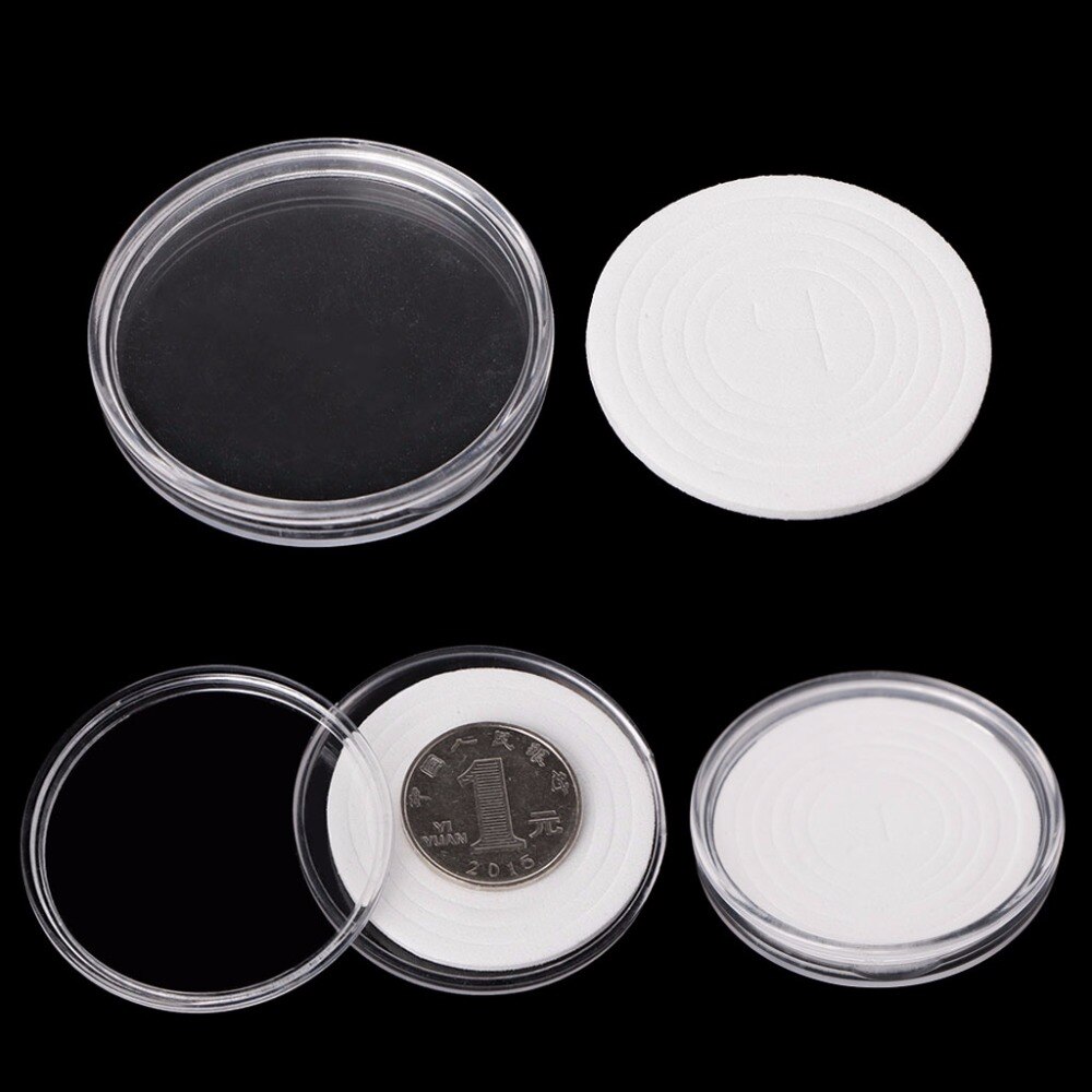 Plastic Coin Storage Cases Capsules Holder 46mm Clear Container Display Box#H0VH#