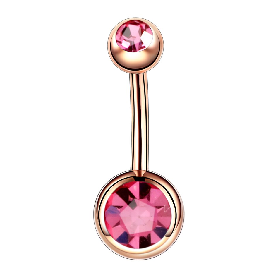 1PC Steel Piercings Ombligo 14G Navel Piercing Belly Button Piercing Nombril Rose Gold Dangle Earring Belly Barbell Body Jewelry: Rose