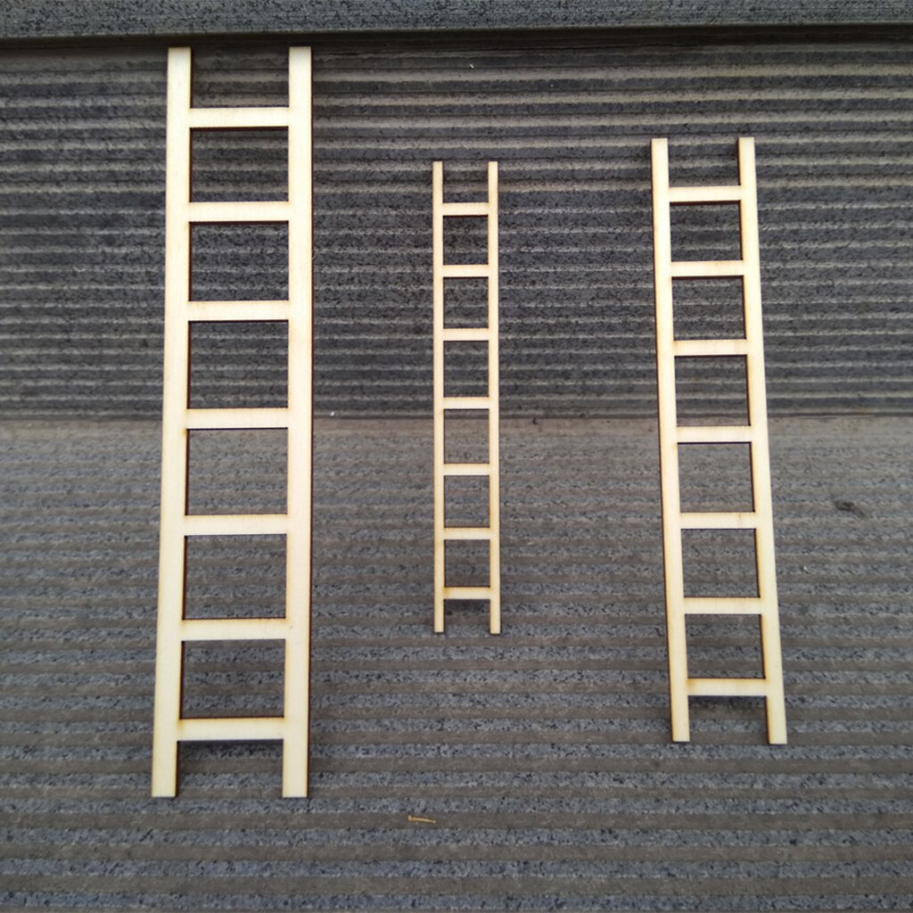 Pack Van 3 Onvoltooide Plain Mini Houten Ladder Poppen Huis Diy Craft Gemengde Maten