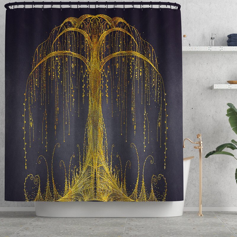 Moderne Stijl Badmat En Douchegordijn Set Water Absorberende Badmat Thuis Decoratie Douche Vloermat Wc Tapijt: Shower Curtain-852