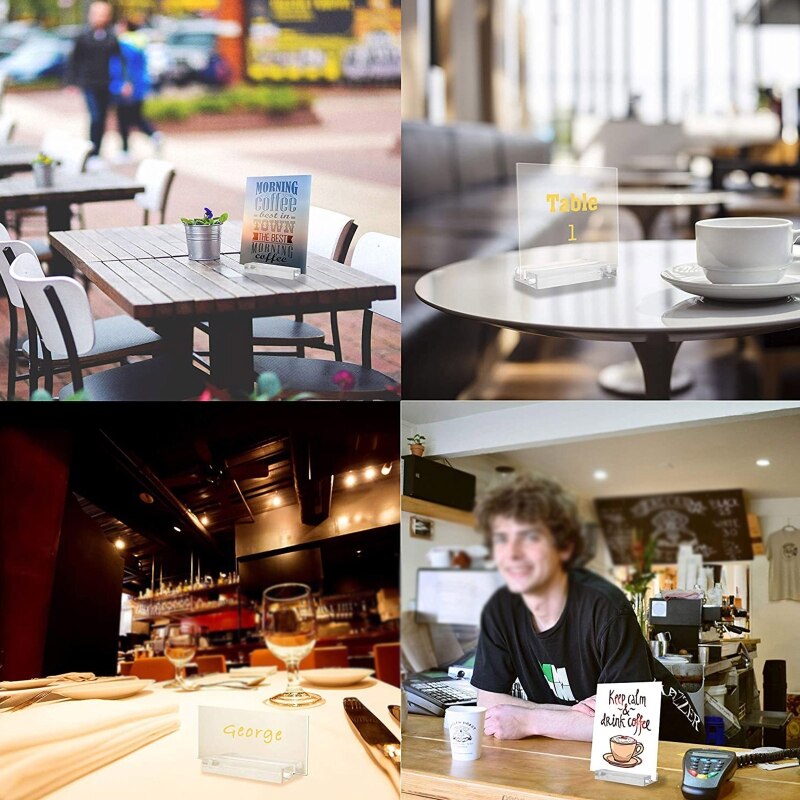 Clear Acrylic Stand Sign Holder Place Card Base Table Numbers Holder Seat Bracket for Wedding Receptions Events