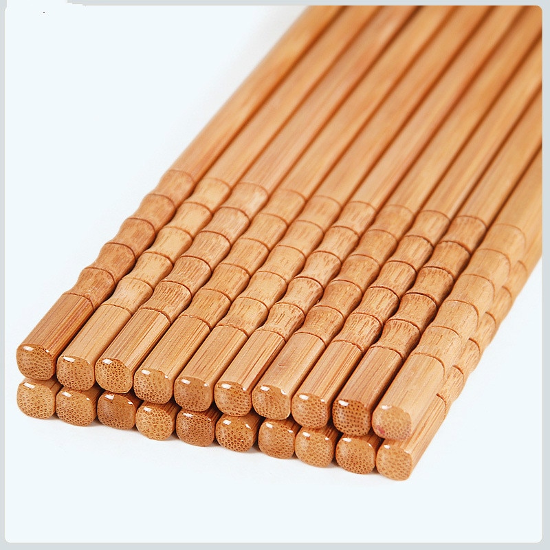 Palillos de madera de bambú Natural hechos a mano, palillos chinos saludables para picar carbonización, palitos reutilizables para comida de Sushi, vajilla de , 5 pares