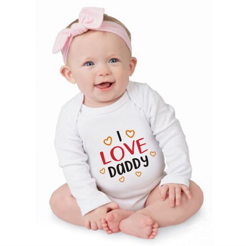 Leuke I Love Papa Letters Print Baby Romper Jongen Meisje Unisex Lange Mouwen Rompertjes 0-18M Beste voor Papa Baby Kleding