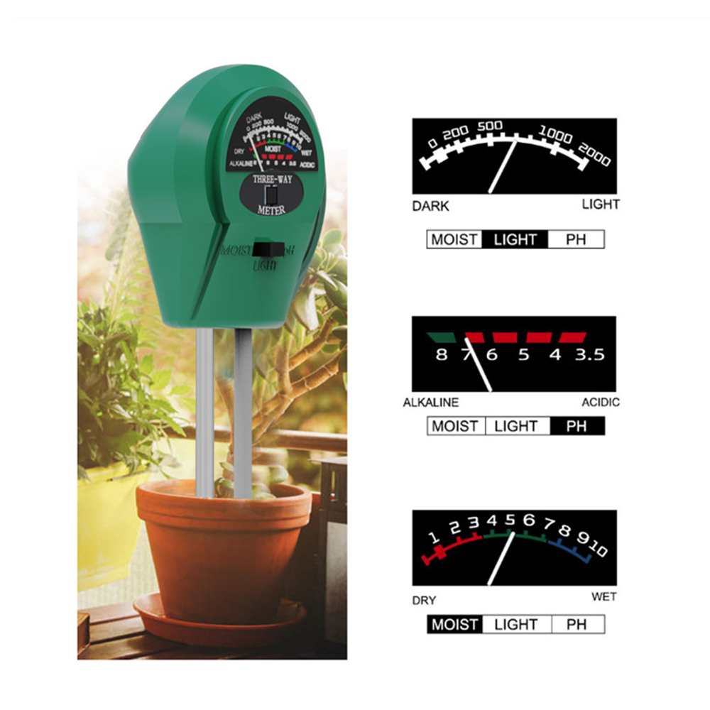 Pointer Soil Tester 3 in 1 Light/ PH/ Moisture Testing Multifunction Soil Test Probe Portable Soil IlluminationPH Humidity Meter