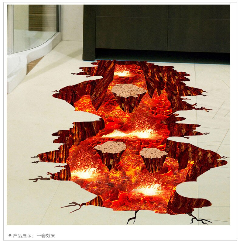 3D Wall Sticker Volcano Rock-magma Waterproof Floo... – Grandado