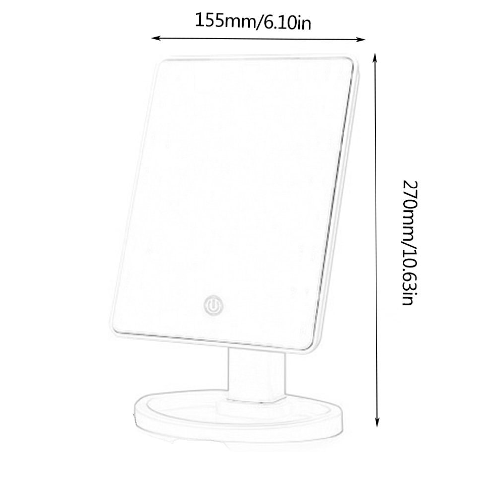 Square Benched Led Makeup Mirror With 22 Light Complement Touch Switch Makeup Dresser Mirror 360 Degree Rotating Mirror