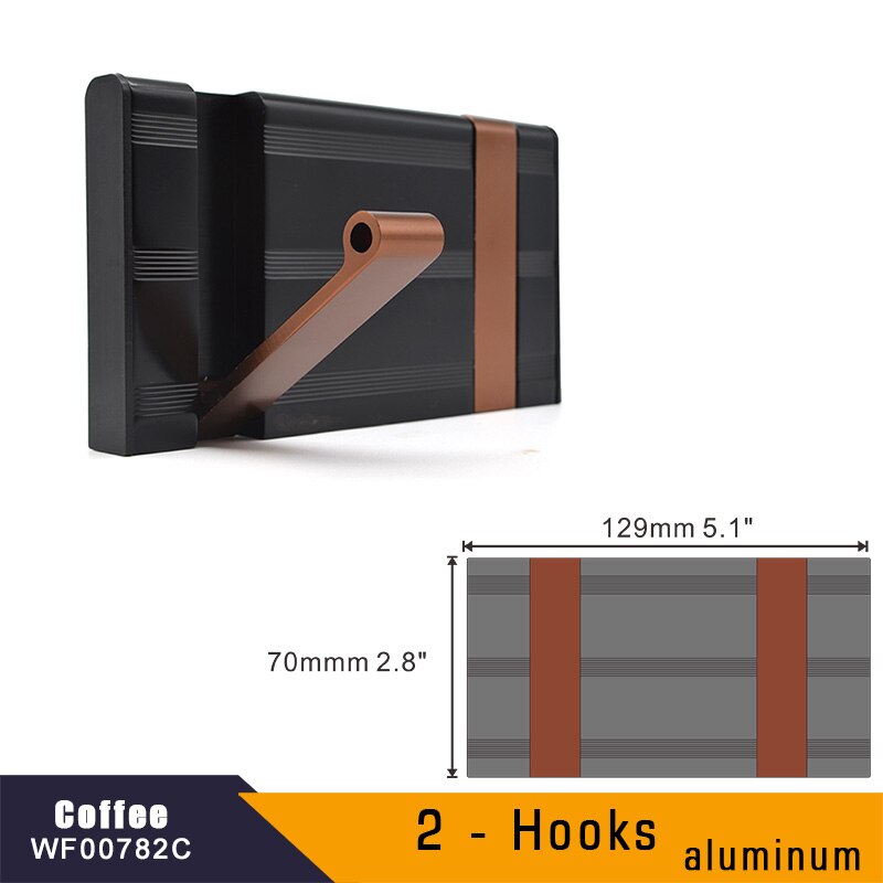 Aluminum Home Decor Nailless Folding Coat Hook Hallway Bedroom Door Hat Clothes Rack Hanger Kitchen Toilet Wall Brack Hooks: 2-Hook Coffee