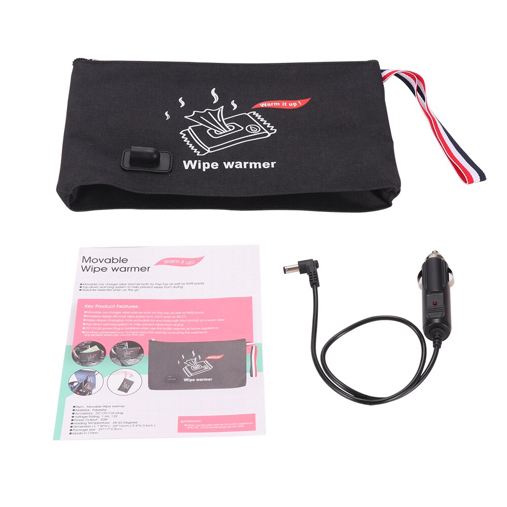 Calentador de toallitas portátiles para coche, termostato de toallitas para bebé, bolsa de calefacción, dispensador de toallas húmedas, calentador de toallitas para bebé