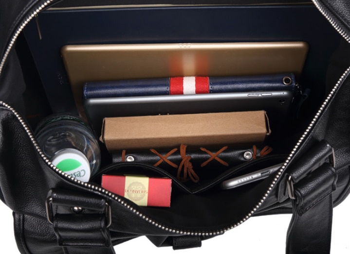 Dapper herre læder rejsetaske laptop business duffle bag herre weekendtaske med høj kapacitet afslappet håndtaske sac  df408