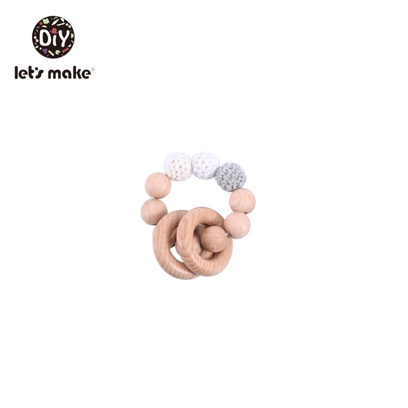 Lad os lave babybider legetøj bpa gratis 2 stk/sæt armbånd bøg ring kanin øre dyr tegneserie blomst gnaver bider: Beige armbånd