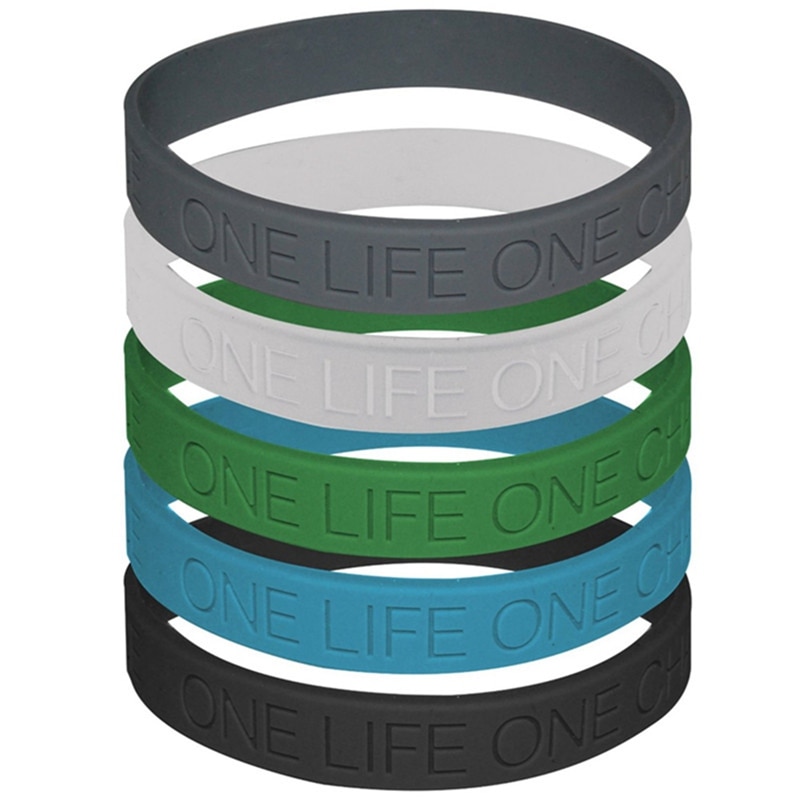 Pulsera de silicona para hombre y mujer, brazalete de goma de silicona Unisex, One Life, One Chance Never Give Up, I Promise Motivation Sport, 1 unidad