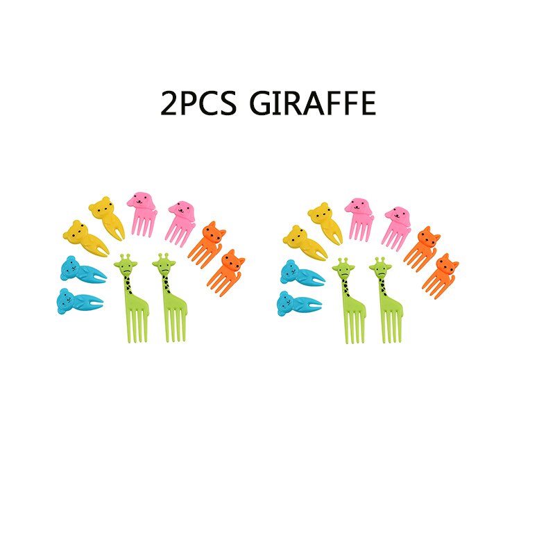 10pcs/pack Cute Animal Farm Fruit Fork Bento Lunches Toothpick Mini Snack Dessert Food Fork for Children Lunches Party Decor: 20pcs giraffe