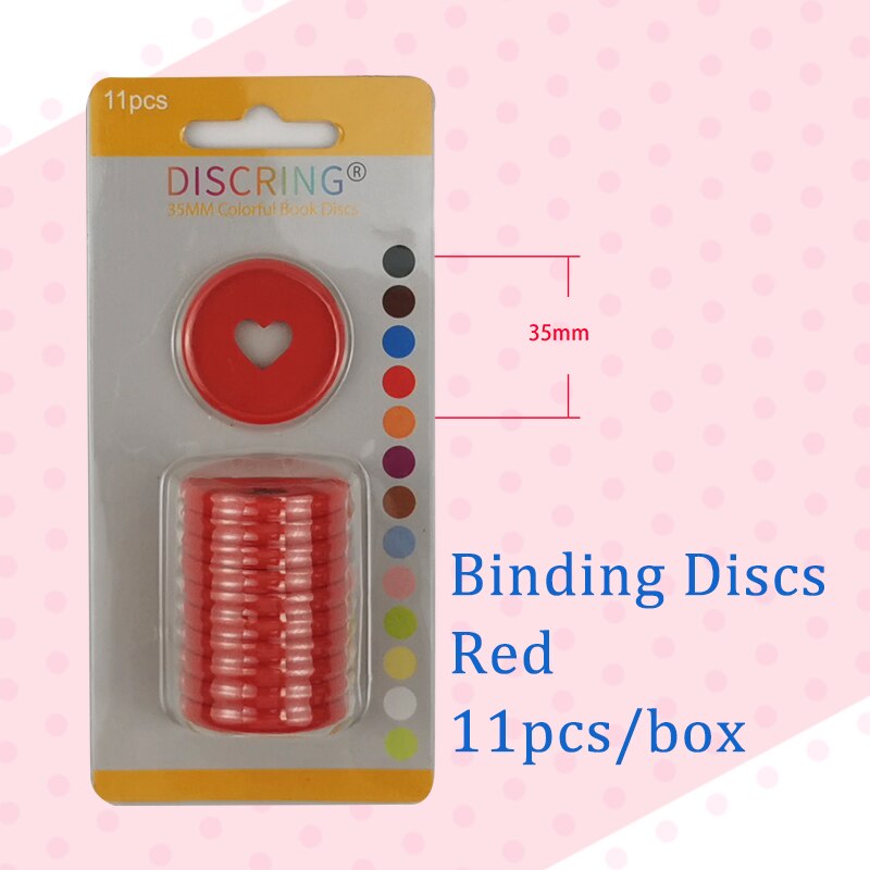 11 Stks/doos Frosting Hartvormige Notebook Plastic Disc Binding Plastic Ringen Diy 360 Graden Opvouwbare Disc Gesp Kantoorbenodigdheden: Red