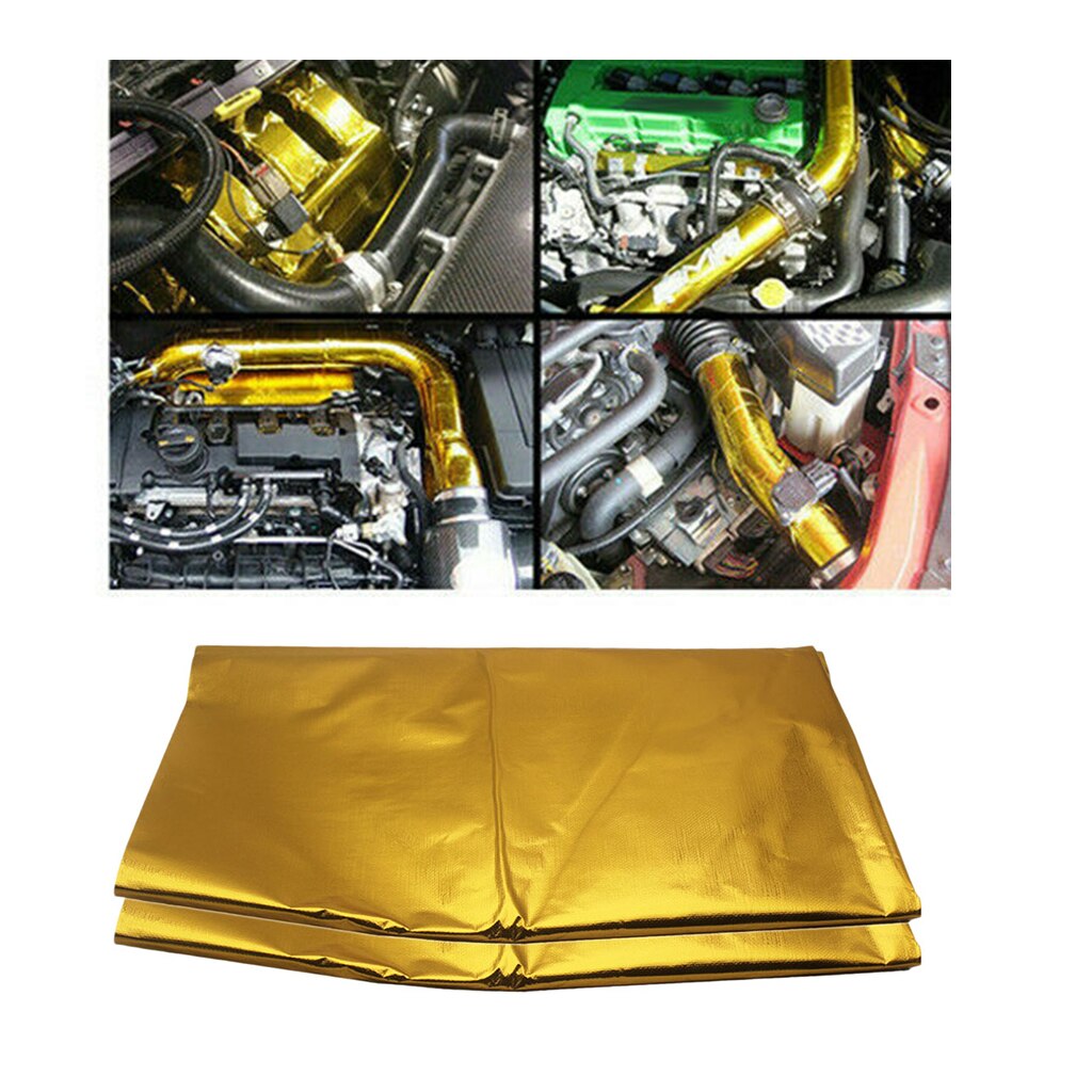 2pcs Reflect Gold Engine / Intake Heat Barrier Mat 39 "x47 " Sheet Heat Wrap