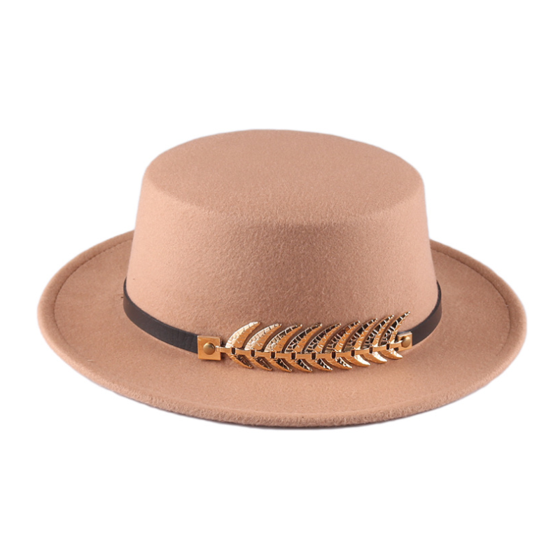 Retro Vilten Hoeden Zwart Voor Vrouwen Met Brede Rand Riem Kerk Mannen Jazz Godfather Fedora Hoed Versierd Dames Schipper hoed Platte