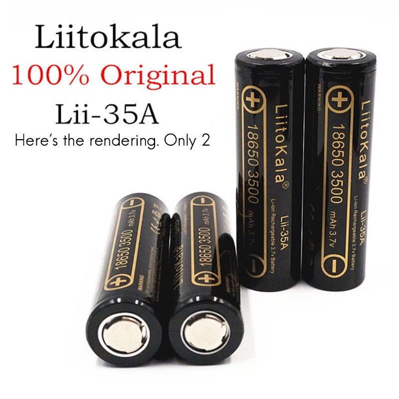 LiitoKala Lii-35A 18650 Li-Ion Battery 3.7 3500MAh Rechargeable Li-Ion High Battery for Flashinglig 2 Pack