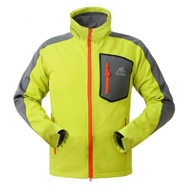 SAENSHING regenjacke herren softshell-jacke Männer Wasserdichte Jacke Wandern Vlies Regen Mantel Angeln Windjacke draussen Camping Wandern Weiche Hülse: Gelb / S