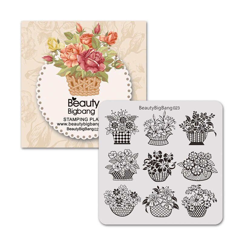 BeautyBigBang Stamping Plates for nails Flower butterfly Theme Nail stamping Plates Template Rectangle Nail Art Stencils XL-068