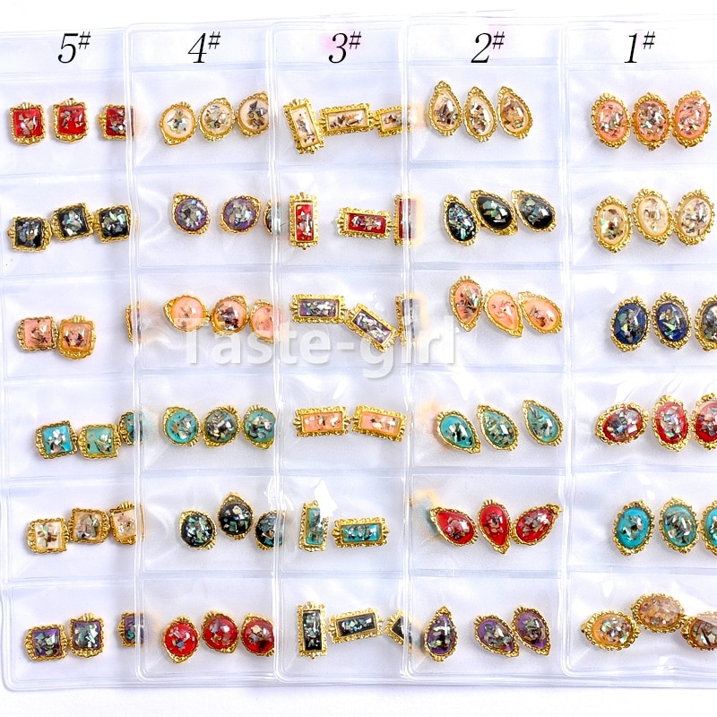 18Pcs 3d Metal Glitter Nail Art Decoraties Shell Steentjes Charmes Nagels Sieraden Accessoires Gem