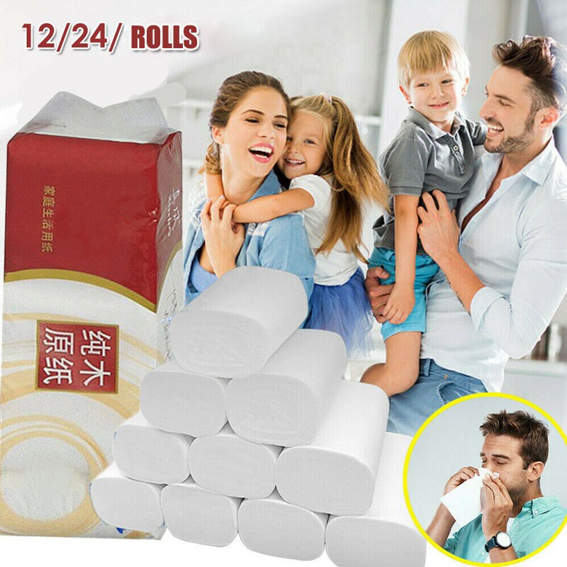 Toilet Paper Tissue Toilet Bulk Roll White Soft 3 Ply Bath Bathroom Paper Towel Home Garden