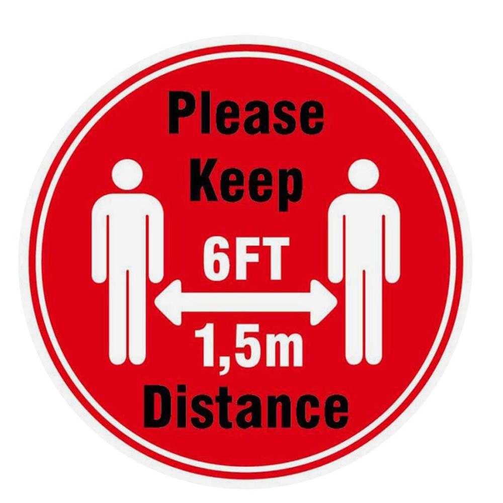 Ground sign Please Keep Wait Here Stand Here Keep 6ft in Between Distance Marker Floor Isolated label 30CM diameter